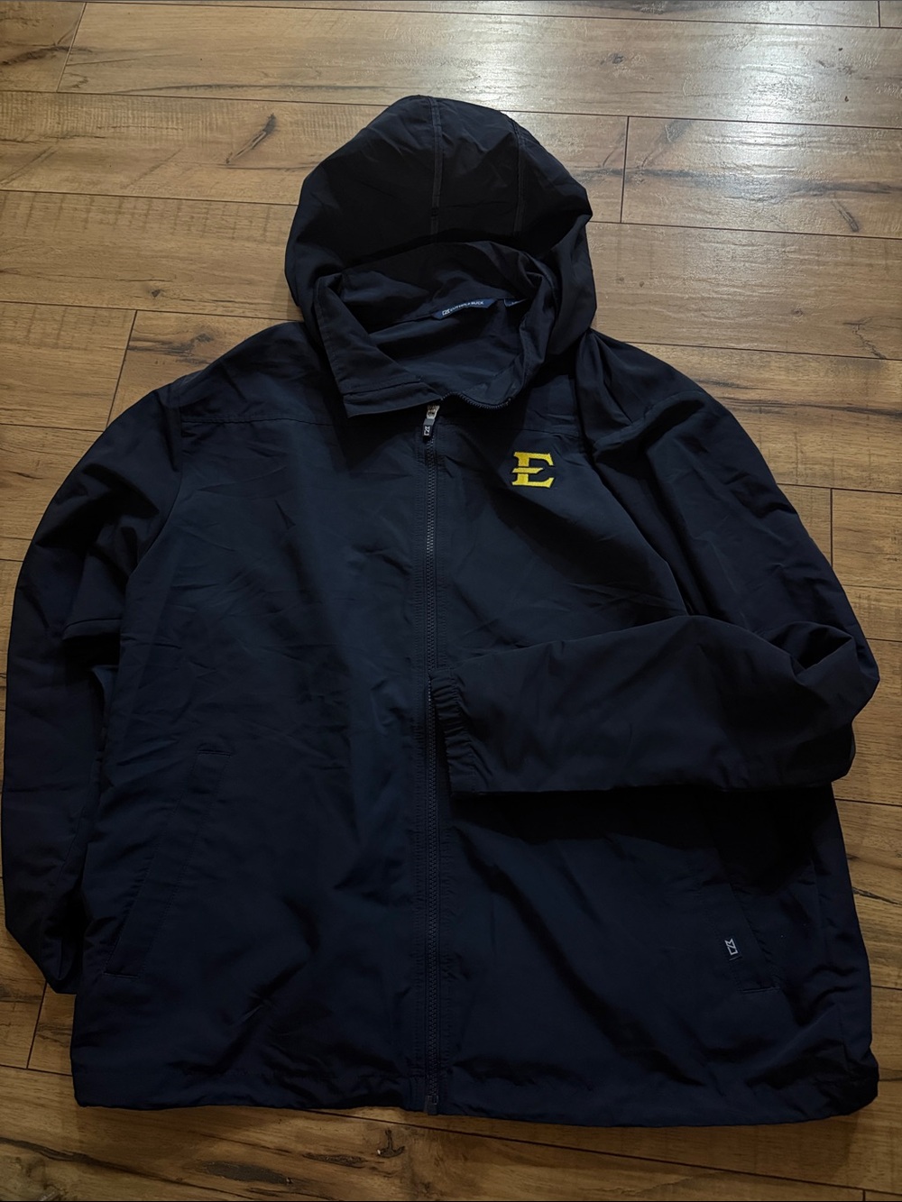 Cutter & Buck Navy Full-Zip Hooded Jacket with Gold 'E' Patch